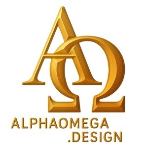 New Alpha Omega Logo with writing alphaomega.design