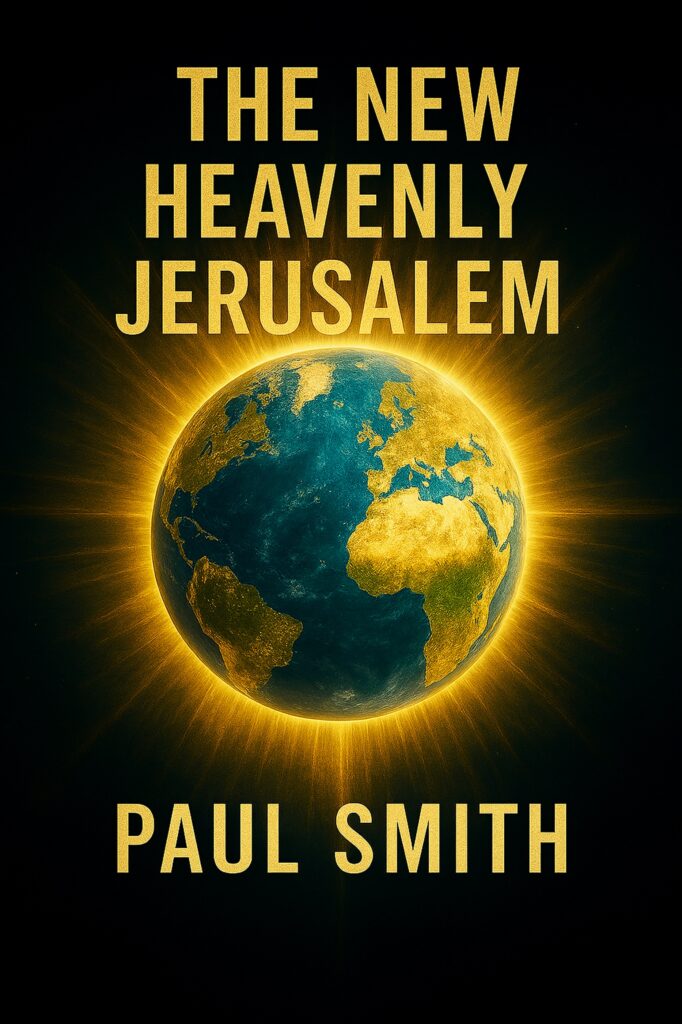 Hardcopy book cover for THE NEW HEAVENLY JERUSALEM by Paul Smith, showing the prophetic, perfected-earth theme in the series’ signature visual style.